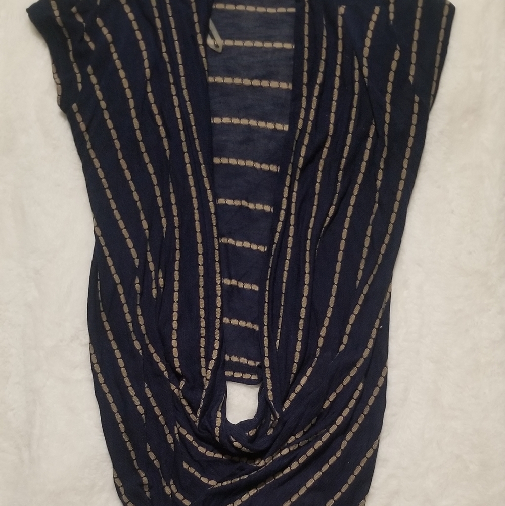 Navy and Beige Striped Top